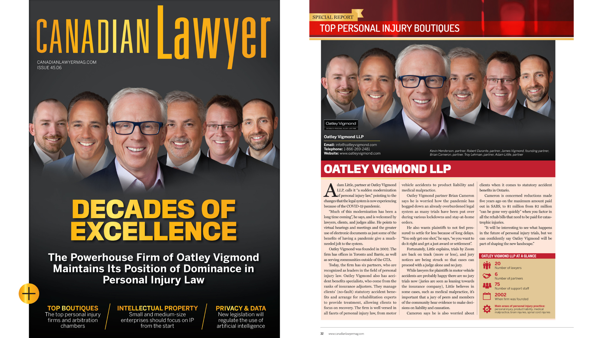 Canadian Lawyer Magazine Special Report – Oatley Vigmond LLP Firm Profile
