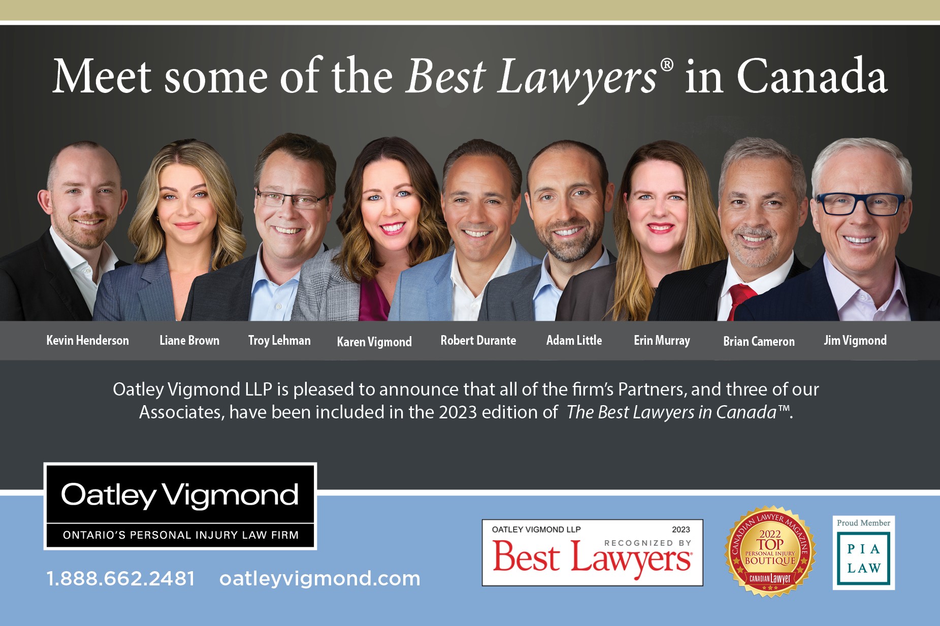 Nine Oatley Vigmond Lawyers Recognized on 2023 Best Lawyers® List
