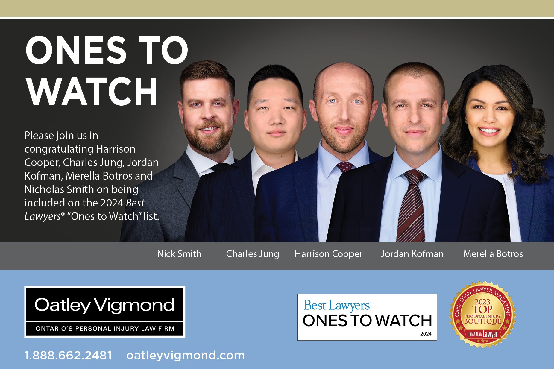 Five Oatley Vigmond Associates Named “Ones to Watch” by Best Lawyers® for 2024