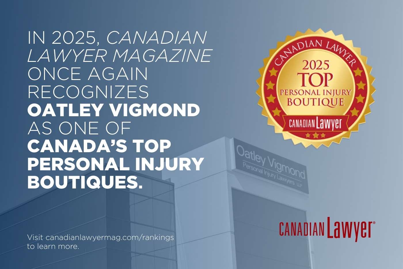 Oatley Vigmond Recognized As One Of Canada’s Top Personal Injury Boutiques